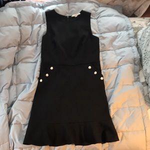 Loft Ann Taylor Black Dress Pearlized Buttons